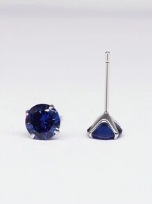 1pair 3-8mm S925 Sterling Silver BLUE Zirconia Mini With Ultra-Small Earrings