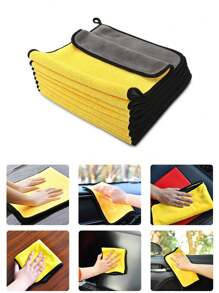 5 Packs Thickened Car Wash Microfiber Towel Car Cleaning And Drying Cloth Car Care Cloth Details Car Wash Towel 30 Cm * 30 Cm Household Rag Multi-Functional Car Wash Towel Does Not Shed Lint And Leaves No Marks Special Cleaning Towel Car Absorbent Cloth Car Wash Cleaning Supplies Home Cleaning Fast Dry Absorbent Sponge Set - Kitchen, Bathroom, Home, Household Supplier,Garden Tools