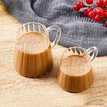 日式条纹玻璃咖啡壶尖头奶壶小奶杯意式咖啡杯奶壶微波炉加热厨房用品