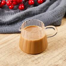 日式条纹玻璃咖啡壶尖头奶壶小奶杯意式咖啡杯奶壶微波炉加热厨房用品
