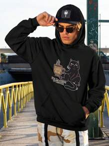 Angry Cat Sweatshirt Blouse Coffee Kitten Caffeine  1995 Flow Fx - Black - View 6