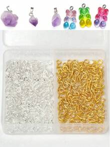 300pcs/Box 9x4mm Gold & Silver Screw Eye Pins Connector Component For Jewelry Making DIY Craft