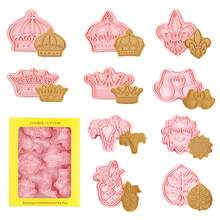 Crown Cookie Cutter-8 Pieces Plastic Prince King Queen Princess Cutters Fondant Crown Shaped Biscuit Cutter Set - Crown Beach 8-pack - View 2