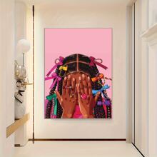 1 Stück - KKLDNHH Afrikanischer Haarschnitt Drucke und Poster, farbenfroher Haarklammer Leinwand Malerei Poster für kleine Mädchen, moderne minimalistische Wandkunst, Wohnzimmer Dekorations Bild - 30x40cm - 40x60cm - Ohne Rahmen