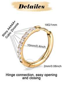14K Gold Plated Stainless Steel Huggie Hoop Earrings,Dainty Pave Cubic Zirconia Cartilage Tiny Earring For Sensitive Ears Hypoallergenic Lightweight For Women Banquet Date Gift Fashion Jewelry For Multi-Party Wear 6mm 8mm10mm12mm Multiple Sizes