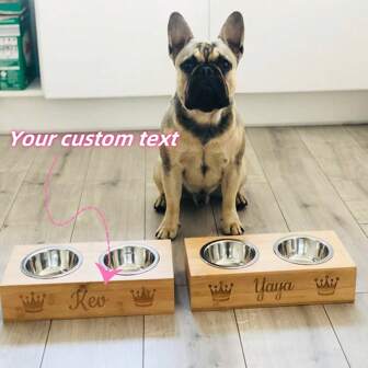 Ciotola per gatti e cani personalizzata con incisione laser, ciotola doppia in acciaio inossidabile personalizzata, regalo personalizzato per animali domestici, articoli per la casa personalizzati, ideali come regali per lui, lei, famiglia, amici, amanti degli animali domestici, per anniversari, compleanni