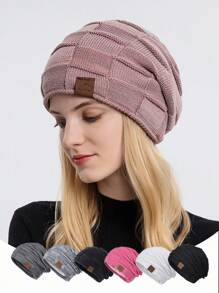 1 件女士保暖针织帽，带保暖内衬，适合秋冬季日常穿着