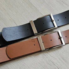 Kit Of 2 Men's Formal And Casual Belts For Pants 34 To 60 Plus Size Adjustable Slim Premium - 3.8cm焦糖黑 - 查看 2