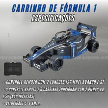Carrinho Formula Corrida Controle Remoto Presente Menino Brinquedo Carro Frente Ré - Azul Royal - Visão 8