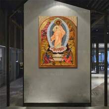 1 件东正教基督君王主耶稣圣像帆布壁画，墙面装饰，无框架 - 金色 - 查看 10