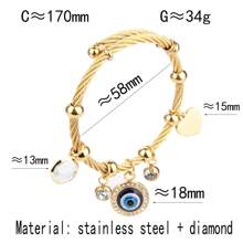 3pcs Western Style Exaggerated Multi-Design Key Chain Pendant Bracelet Set, Stainless Steel Plated Eye Charm Bracelet Gift For Women Holiday'