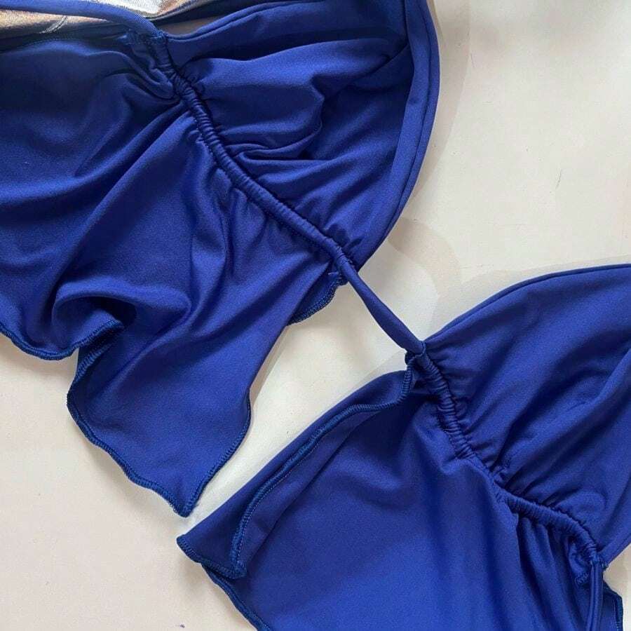 Cropped Curtain Top - Royal Blue - View 1