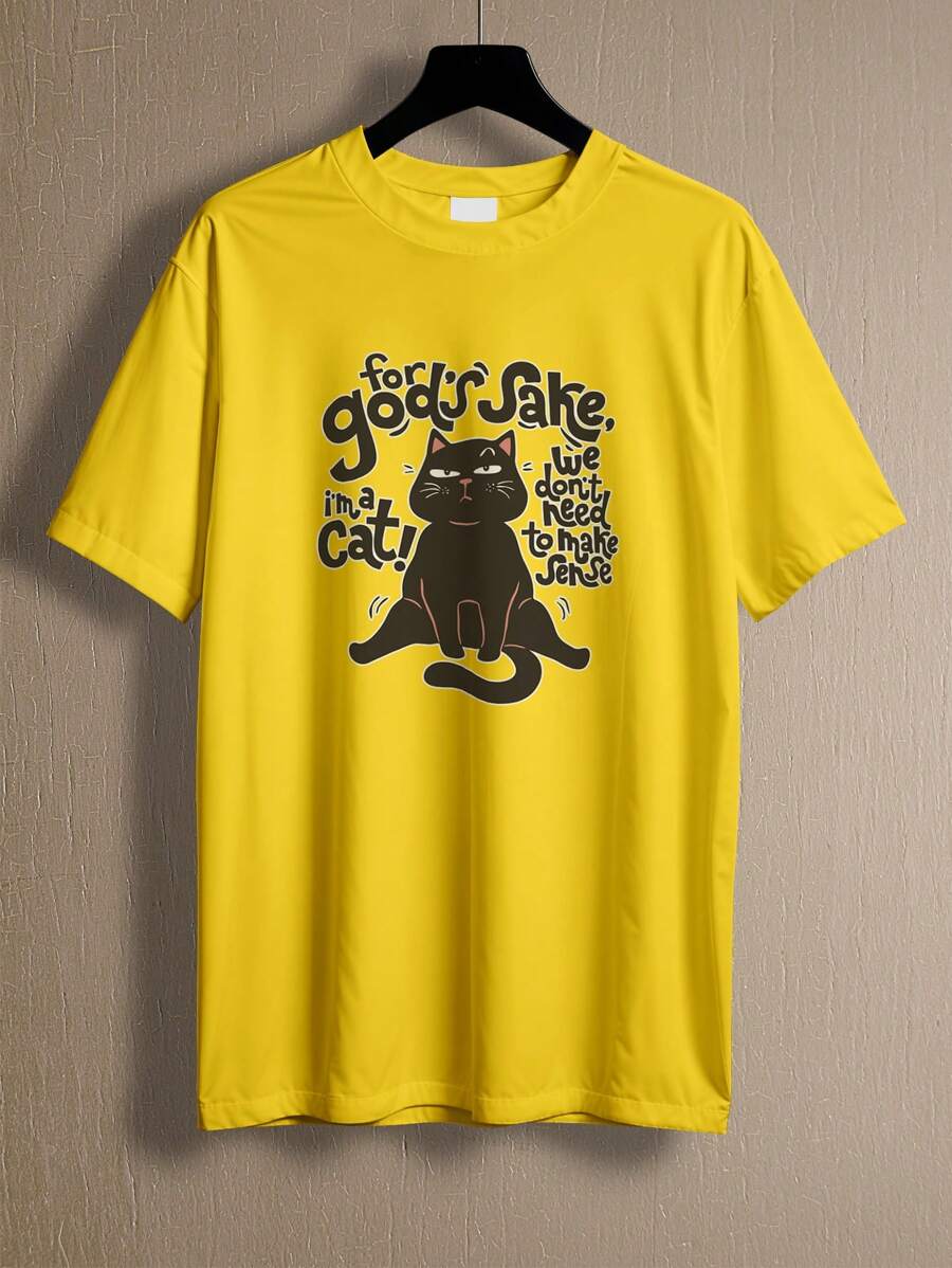 T-Shirt Cute Kitten Cat Shirt I Don't Need To Make Sense Meme REF 4217 FLUXO FX - 黃色 - 查看 1