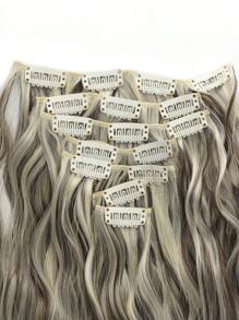 夹式接发 16 夹 22 英寸长卷发接发 女士全头合成接发假发 7 件套装 - 間色 - 查看 8