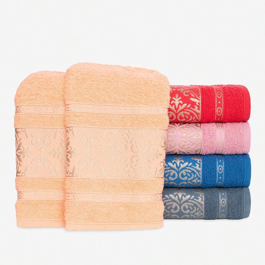 Paris Bath Towel Kit 4 Pieces 2 Bath And 2 Face Towels 100% Cotton - 紅色 + 針葉樹 - 查看 1