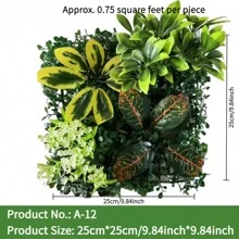 Pannelli da parete in erba artificiale, parete vegetale, decorazione da parete verde 10x10 pollici, siepe decorativa per la privacy, decorazione a parete verde per protezione dal sole, prato quadrato in plastica, decorazione da parete interna ed esterna con piante verdi simulate, decorazione da recinzione da giardino con piante simulate sullo sfondo