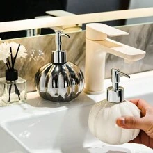 1pc Ceramic Hand Soap Dispenser Bottle, Bathroom Shower Gel Pump Bottle, Empty Bottle, Cute Pumpkin Shape Lotion Sub-Bottle, 350ml/11.8oz Home Bathroom Decor Fall Decor Back To School - 1 Item - View 7