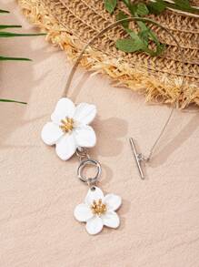 1 件时尚白色花卉简约优雅女士脚链，适合度假和派对 - 白色 - 查看 4