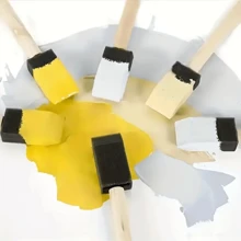 10pcs Wooden Handle Foam Brush, Sponge Brush, Sponge Paint Brush, Graffiti DIY Sponge Brush, Foam Brush For Painting And Dyeing, Sponge Brush For Art, And Wooden Handle Painting Sponge Brush.