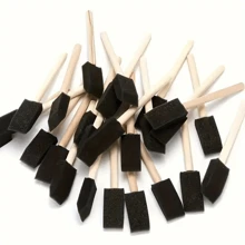10pcs Wooden Handle Foam Brush, Sponge Brush, Sponge Paint Brush, Graffiti DIY Sponge Brush, Foam Brush For Painting And Dyeing, Sponge Brush For Art, And Wooden Handle Painting Sponge Brush.