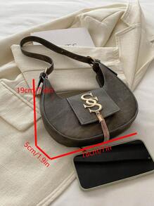 2024 New Winter Women's Personalized Crossbody Bag, Korean Style Crescent-Shaped Casual Chain Shoulder Bag, Simple Fashion Shoulder Bag For Women - Grey - View 3