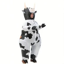 1 pezzo Costume da mucca gonfiabile carino, costume da indossare a tutto il corpo, accessorio per performance, adatto per feste a tema fattoria di Pasqua, Ognissanti
