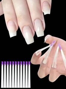 5/10/20/50 piezas Herramientas y accesorios para manicura francesa: formas de fibra de vidrio, gel, uñas acrílicas, extensión de seda, puntas de fibra para la construcción de uñas - Multicolor - Ver 3