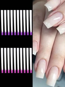 5/10/20/50 piezas Herramientas y accesorios para manicura francesa: formas de fibra de vidrio, gel, uñas acrílicas, extensión de seda, puntas de fibra para la construcción de uñas - Multicolor - Ver 2