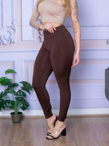 LLEVO Women Leggings - 摩卡棕 - 查看 3