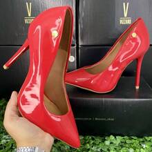 Women's Pointed Toe Pumps High Heel Vizzano Luxury Elegant Formal Shoes Women Stilleto Patent Leather - 紅色/清漆 - 查看 2