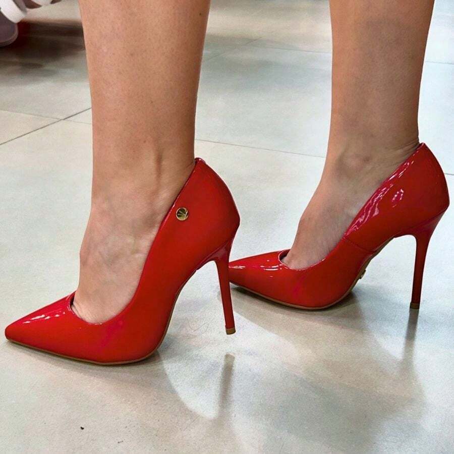 Women's Pointed Toe Pumps High Heel Vizzano Luxury Elegant Formal Shoes Women Stilleto Patent Leather - 紅色/清漆 - 查看 1