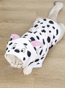 LUCKIE LABO 1pc Dalmatian Dog Shaped Hooded Sweatshirt Costume Outfit For Dogs & Cats