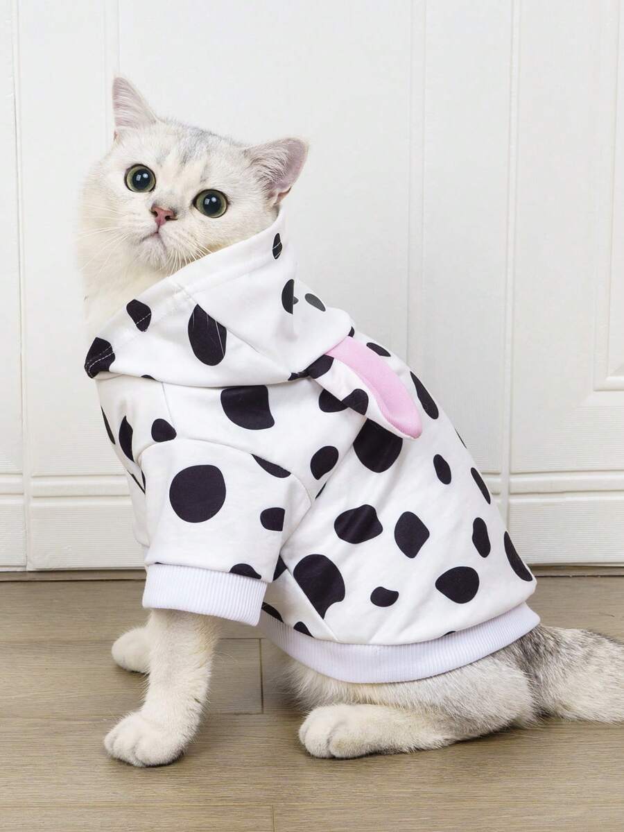1pc Dalmatian Dog Shaped Hooded Sweatshirt Costume Outfit For Dogs