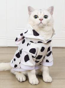 LUCKIE LABO 1pc Dalmatian Dog Shaped Hooded Sweatshirt Costume Outfit For Dogs & Cats