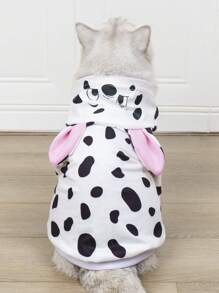 LUCKIE LABO 1pc Dalmatian Dog Shaped Hooded Sweatshirt Costume Outfit For Dogs & Cats
