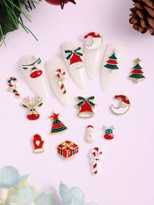 Christmas Tree Nail Art Jewelry 10 Pieces Bow Gift Box Snowman Elk Bell Moon Nail Art Jewelry 3D Jewelry Japanese And Korean Alloy Jewelry Jesus Cane Gloves Nail Art Jewelry Nail Art Jewelry Nail Art Jewelry Professional Nail Art Jewelry Nail Art Jewelry DIY Personalized Nail Art Suitable For Home Nail Art Nail Art Jewelry - Multicolor - View 5