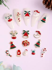 Christmas Tree Nail Art Jewelry 10 Pieces Bow Gift Box Snowman Elk Bell Moon Nail Art Jewelry 3D Jewelry Japanese And Korean Alloy Jewelry Jesus Cane Gloves Nail Art Jewelry Nail Art Jewelry Nail Art Jewelry Professional Nail Art Jewelry Nail Art Jewelry DIY Personalized Nail Art Suitable For Home Nail Art Nail Art Jewelry - Multicolor - View 2