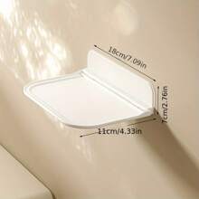 1pc Foldable Wall-Mounted Shelf, For Bathroom, Toilet, Kitchen, Bedside, Dorm Room, No Drilling Phone Storage, Wifi Router Storage Fall Home Decor Room Decor - White - View 12