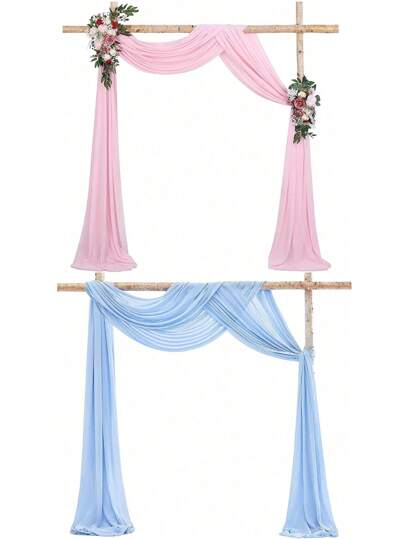 1/2 件粉色蓝色背景窗帘，用于揭示男孩或女孩派对的性别窗帘背景窗帘织物装饰，用于生日派对婴儿洗礼婴儿洗礼家庭装饰礼物