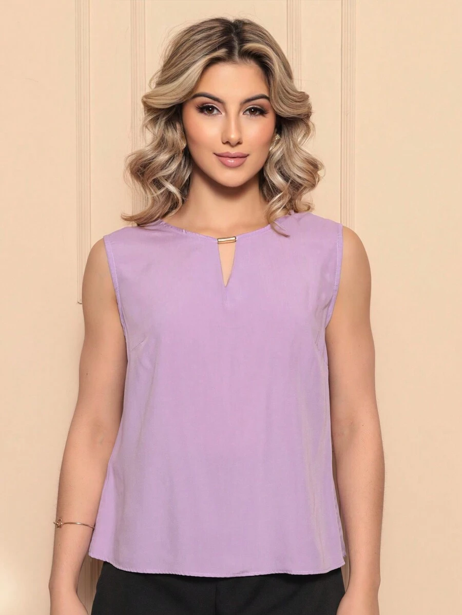 ALETHEIA - LIGHT AND COMFORTABLE TANK TOP IN VISCOSE FABRIC WITH DELICATE TUBE ON THE NECKLINE - WOMEN'S TOPS SHEIN TOPS - Lilac - View 1