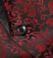 2-Piece Slim Fit Floral Tuxedo Suit Shawl Lapel Formal Wear For Wedding Dinner Party Blazer Jacket Set With Classic Design - Màu Đỏ Sâu - Xem 4