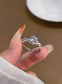 Newsoul 1 Miếng Thanh lịch Tròn Lung linh 1CT Kim cương moissanite Xoắn Nhẫn Đối với phụ nữ 925 sterling bạc Vĩnh cửu Hôn ước Nhẫn cưới Sang trọng Tốt Đồ trang sức - Bạc - Xem 4