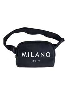 1个米兰意大利图案迷你斜挎包，可调节肩带意大利印花腰包，尼龙小腰包，防水运动健身包，多功能斜挎胸包，小腰包，适合锻炼、跑步、旅行、徒步 - 黑色 - 查看 7