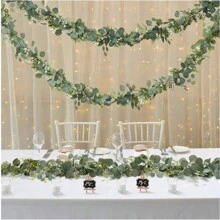 1/2/3 chiếc, Dây trang trí nhà cửa bằng mây nhân tạo dài 70,86 inch/5,9 ft, Vòng hoa bạch đàn xanh với lá bạch đàn bạc và hoa baby's breath ở trung tâm, Dây hoa nhân tạo, Chất liệu nhựa, Quà tặng ngày Valentine - Nhiều màu - Xem 10