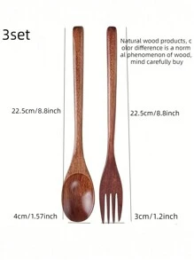 6pcs Wooden Salad Forks & Spoons Set, 22.5cm/8.8inch,Kitchen,Christmas Gift