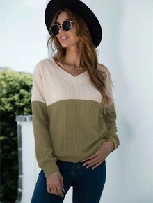 Two Tone Lux Sweater - Olive Green - View 6