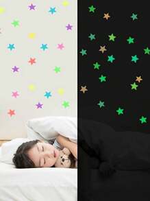 100pcs Colorful Plastic Stars Glow In The Dark Stickers For Home Decor Baby Kids Room Star 3cm - Multicolor - View 1