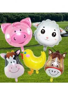 5 pezzi Palloncini animali della fattoria, mucca, asino, pecora, maiale, pollo, palloncini in mylar per feste di compleanno, matrimoni, tornare a scuola, San Valentino