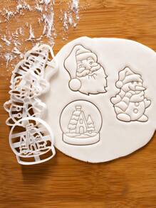 Molde de sello de Papá Noel, herramienta de estampado de bolas de nieve, molde de sello de muñeco de nieve de dibujos animados para decoraciones navideñas, regalos navideños, suministros para fiestas navideñas, pijamas navideños - Multicolor - Ver 3