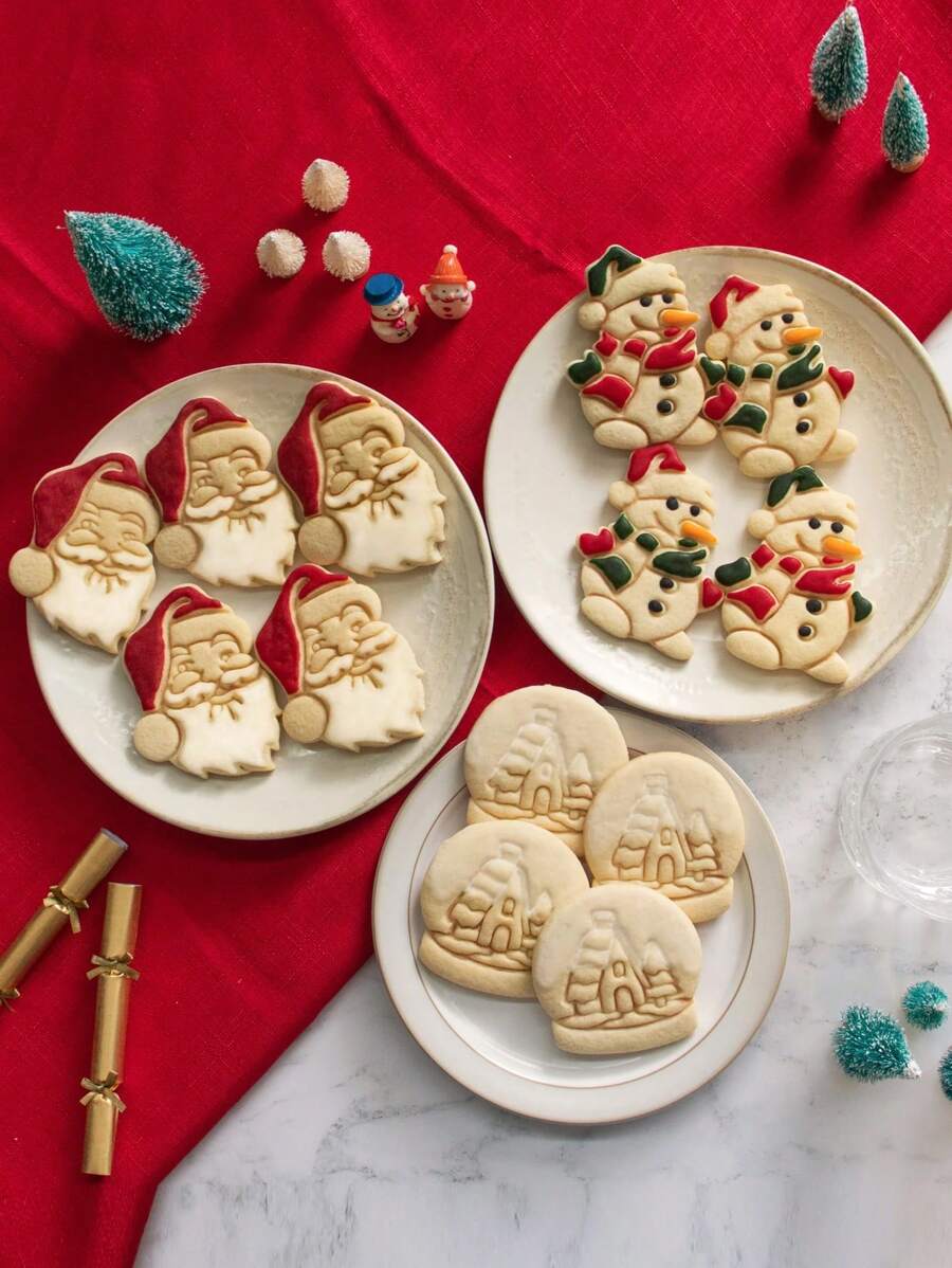 Molde de sello de Papá Noel, herramienta de estampado de bolas de nieve, molde de sello de muñeco de nieve de dibujos animados para decoraciones navideñas, regalos navideños, suministros para fiestas navideñas, pijamas navideños - Multicolor - Ver 1
